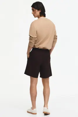 Short Regular Fit en lin mélangé - Marron foncé — photo 3