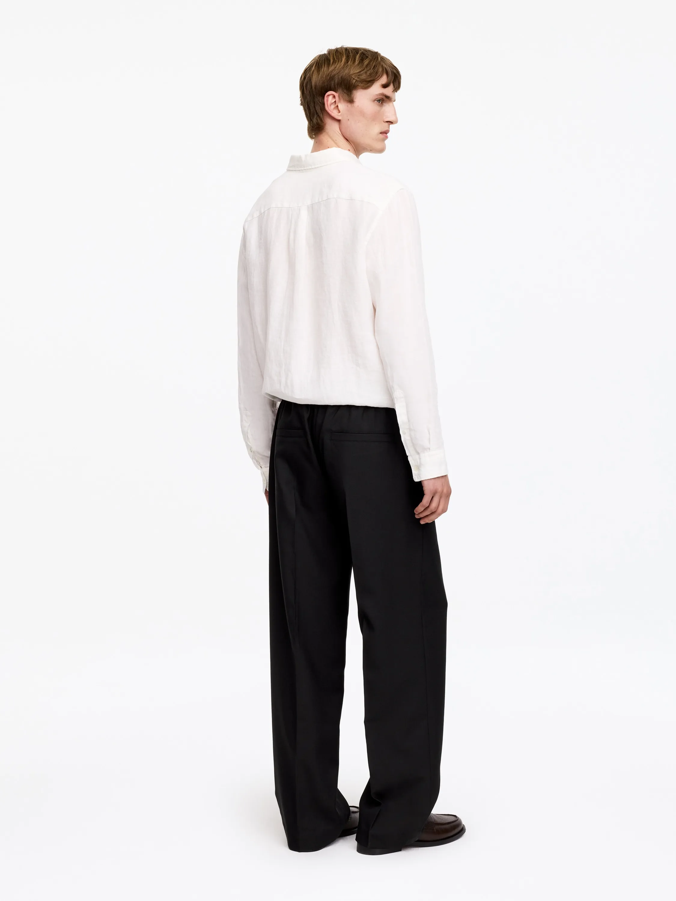 Pantalon large à enfiler en toile nattée - Noir