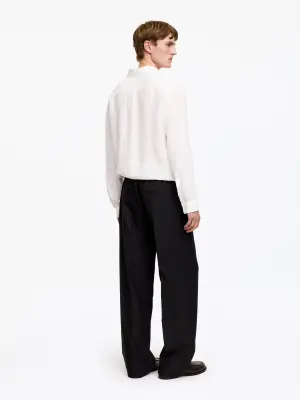 Pantalon large à enfiler en toile nattée - Noir — photo 1