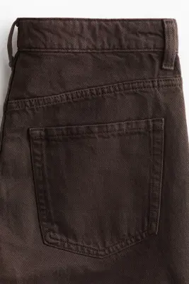 Short en denim avec bords à cru - Marron foncé — photo 4