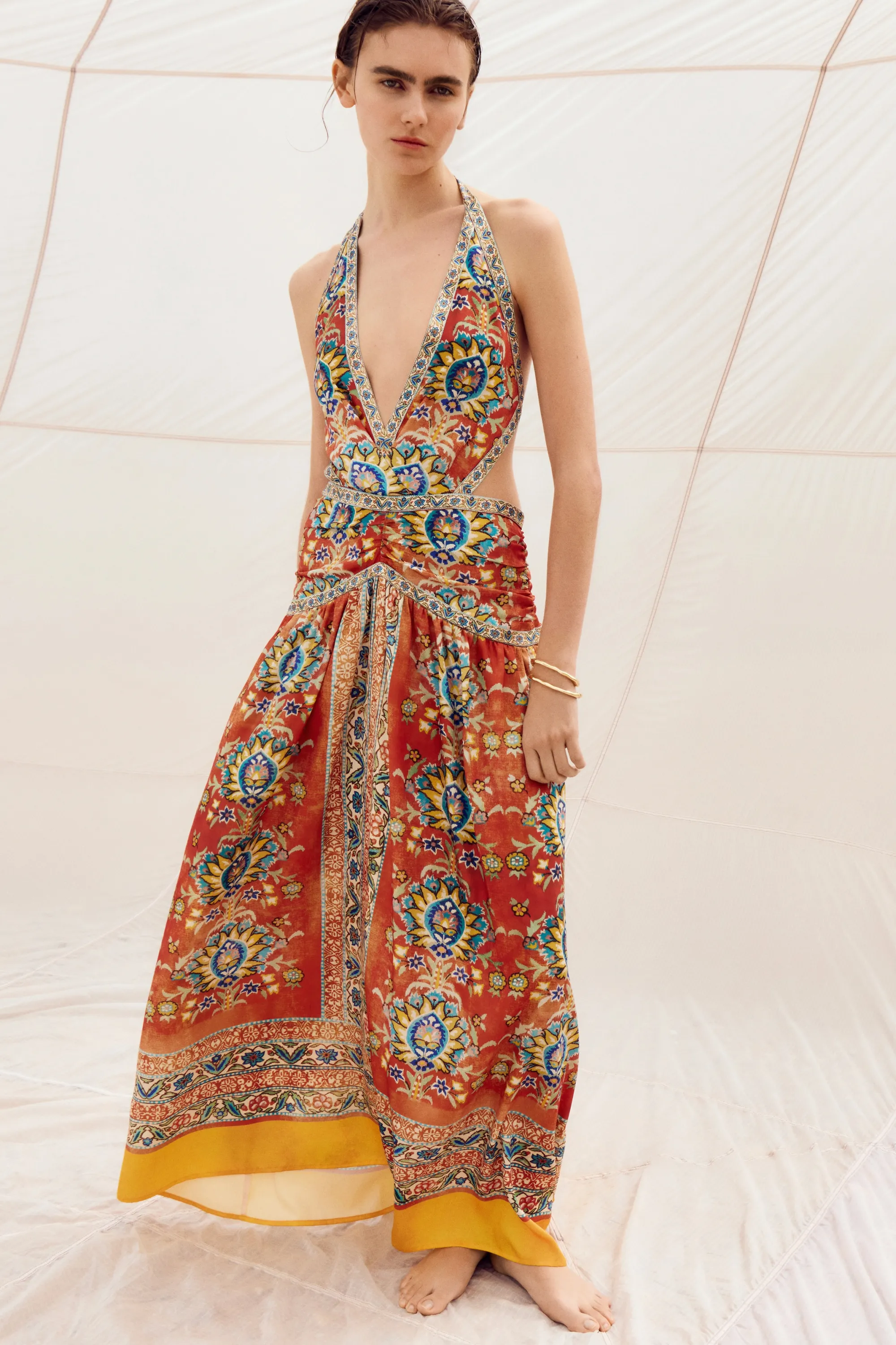 Robe dos nu - Orange/motif
