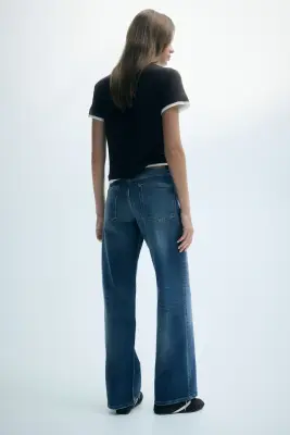 Straight High Waist Jeans - Bleu denim foncé — photo 2