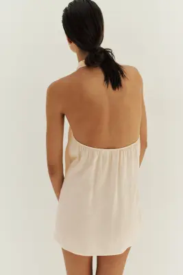Robe de plage croisée avec dos nu - Abricot pâle — photo 3
