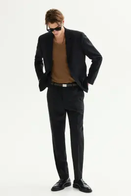 Veste Slim Fit en laine mélangée - Noir — photo 2