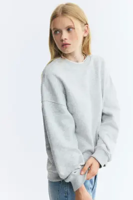 Sweat oversize - Gris clair chiné — photo 4