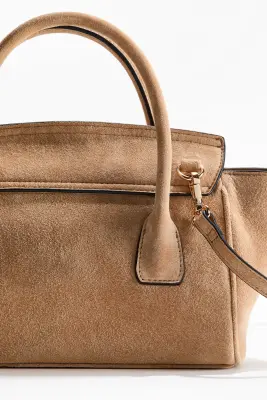 Sac crossbody en cuir velours - Beige — photo 2