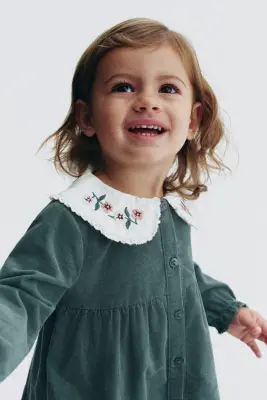 Robe en velours de coton côtelé - Vert — photo 2