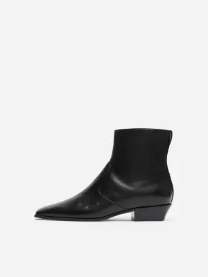 Bottines plates en cuir - Noir — photo 3