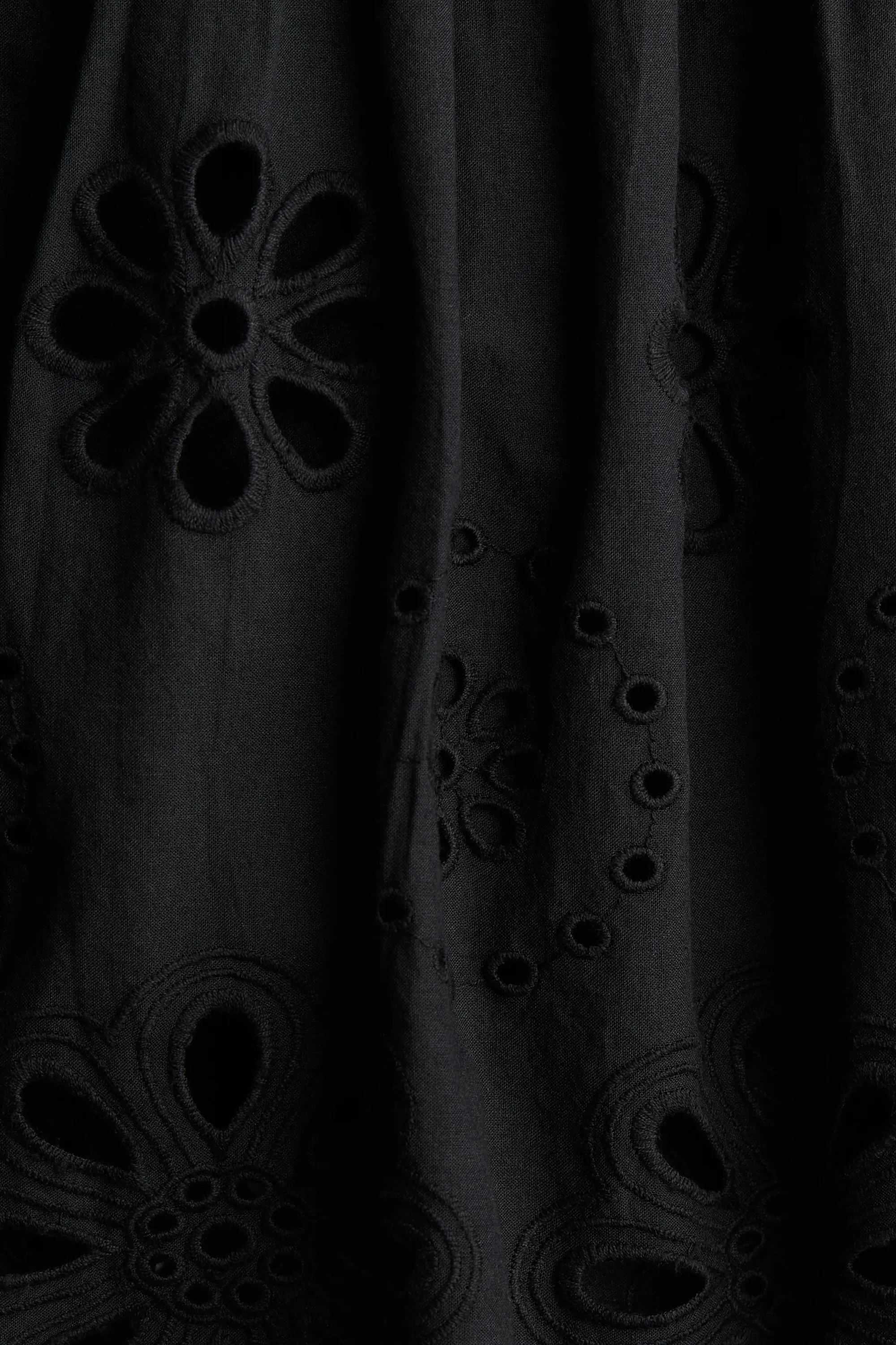 Robe en coton avec broderie anglaise - Noir