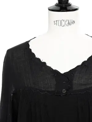 Robe courte  manches longues Scallop en coton noir Px boutique 350€ Taille 36/38 — photo 4