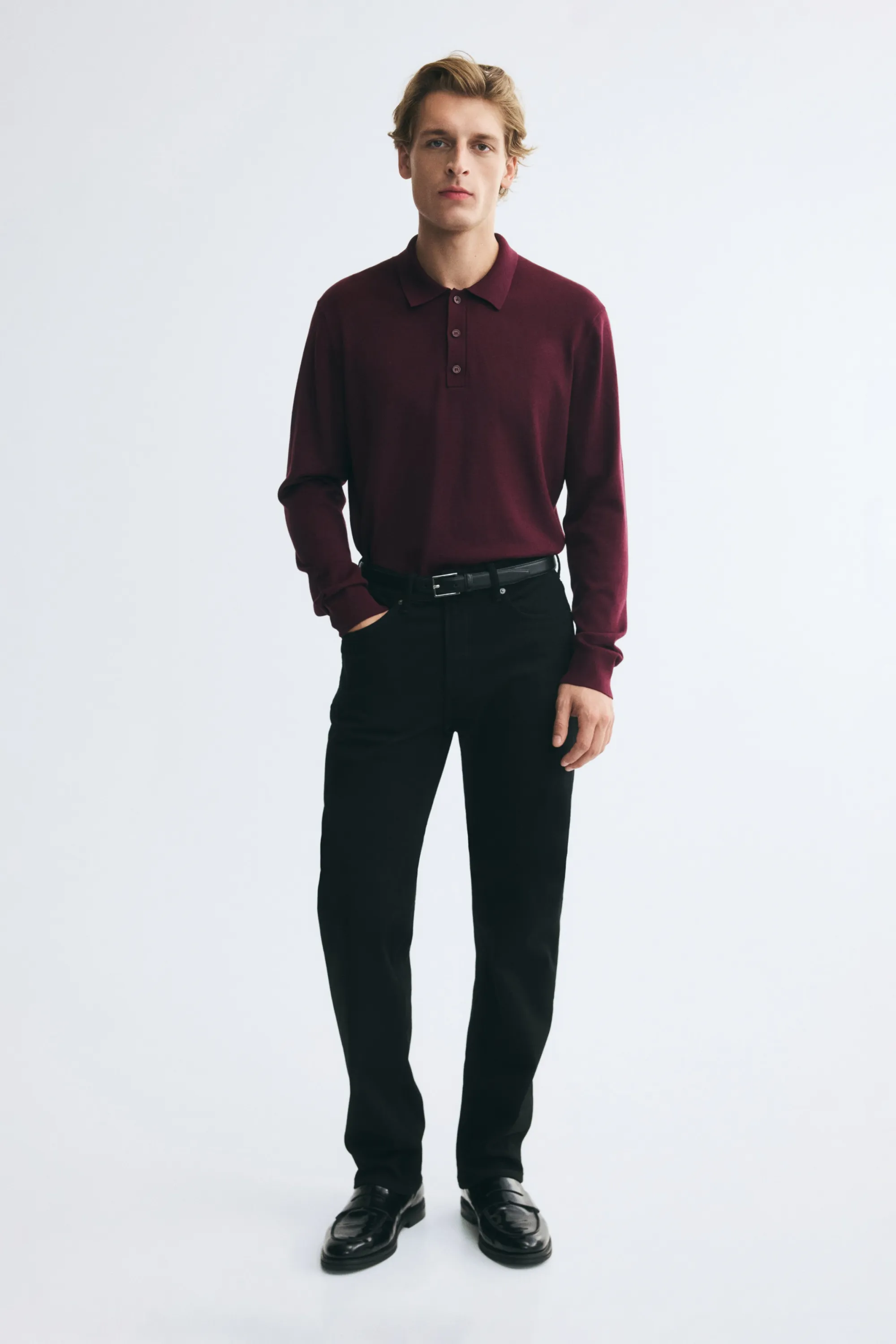 Polo Regular Fit en maille - Bordeaux