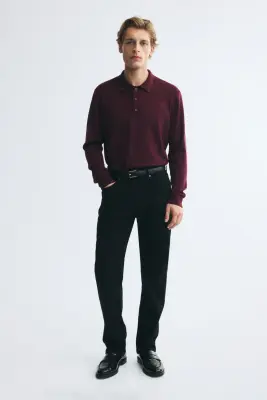 Polo Regular Fit en maille - Bordeaux — photo 1