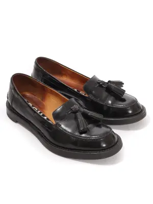 Mocassins à gland plat bout rond en cuir glacé noir Prix boutique 600€ Taille 39 — photo 2