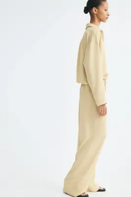 Pantalon large avec cordon de serrage - Jaune ancien — photo 2