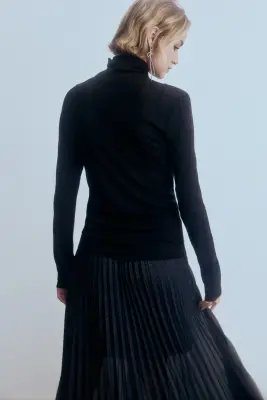 Jupe maxi plissée - Bleu marine — photo 1