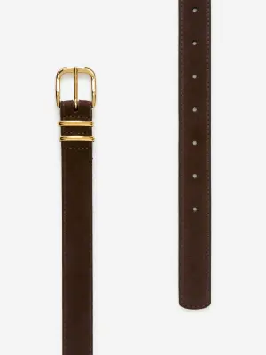Ceinture en cuir suédé - Marron foncé — photo 2
