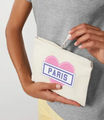 POCHETTE COTON BIO IMPRIMÉE COEUR PARIS - ÉCRU — photo 2