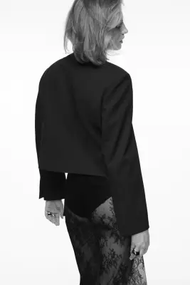Veste en twill avec appliqués - Noir — photo 4