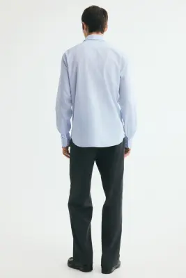 Chemise Slim Fit repassage facile - Bleu clair/rayé — photo 3
