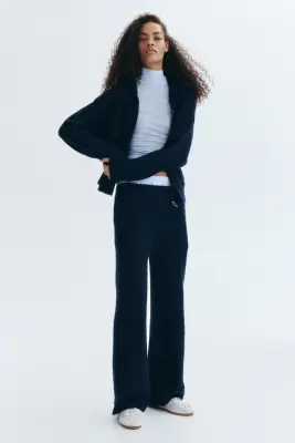 Pantalon en maille torsadée - Bleu marine — photo 2