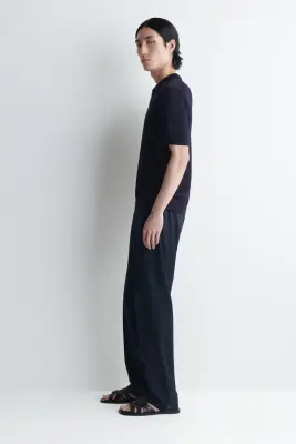 PANTALON DROIT REGULAR RÉSISTANT AUX PLIS - BLEU MARINE — photo 2
