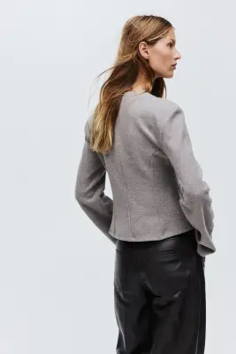 Gilet en maille côtelée - Grège chiné — photo 2