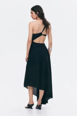Jupe asymétrique bi-matière - Noir — photo 1