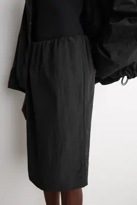 JUPE CRAYON À TAILLE FRONCÉE - NOIR — photo 2