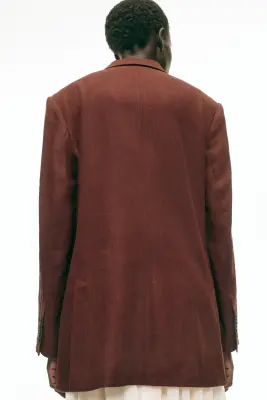 Blazer en lin mélangé - Brun rouille foncé — photo 3