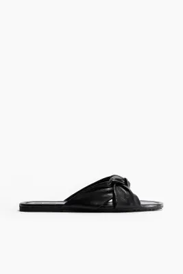 Sandales en cuir avec détail noué - Noir — photo 1