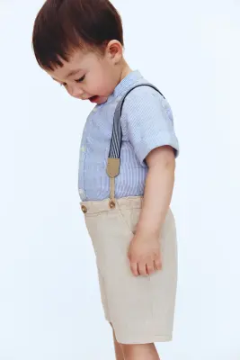 Ensemble 2 pièces avec bretelles - Bleu clair/beige — photo 2