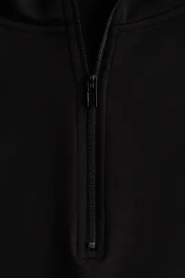 Sweat à col zippé en viscose mélangée - Noir — photo 5