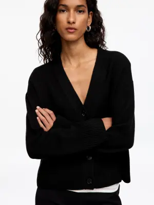 Cardigan en cachemire à col en V - Noir — photo 3