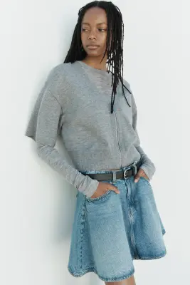 Gilet zippé à manches courtes - Gris chiné — photo 1