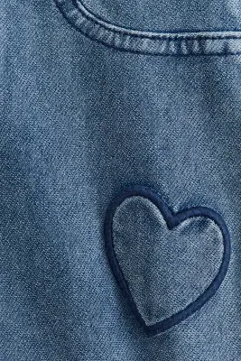 Pantalon large façon denim - Bleu denim clair/cœurs — photo 2