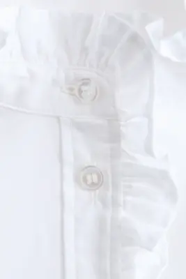 Blouse volantée à boutons - Blanc — photo 4