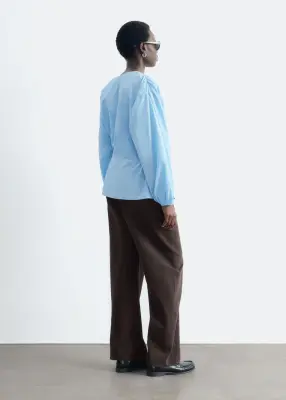 Blouse croisée en coton - Bleu clair — photo 5
