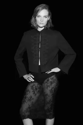 Veste en twill avec appliqués - Noir — photo 2