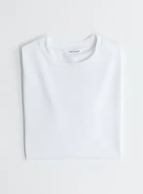 Short Sleeve T-Shirt in White Cotton & Elastane