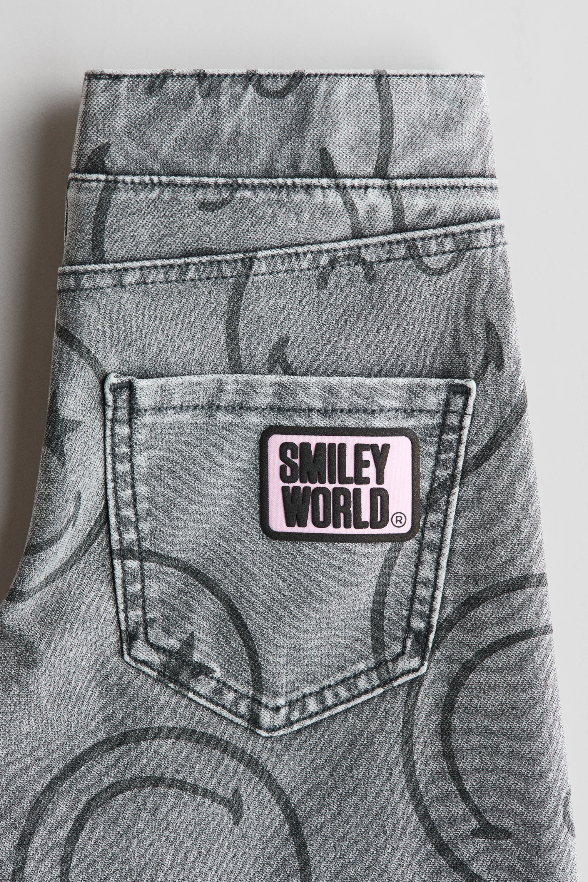 Pantalon large façon denim - Gris/SmileyWorld®