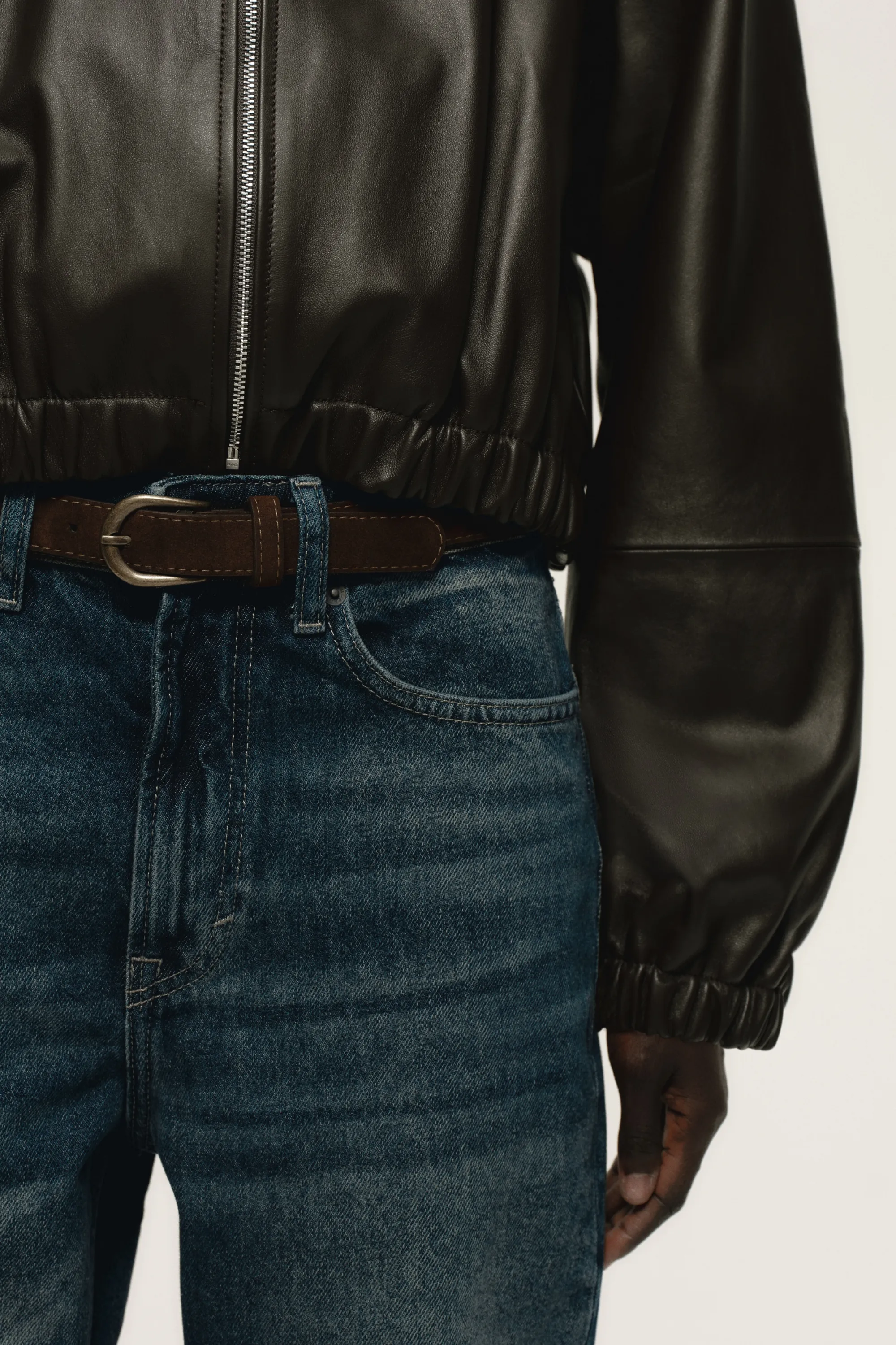 Straight High Jeans - Bleu denim délavé