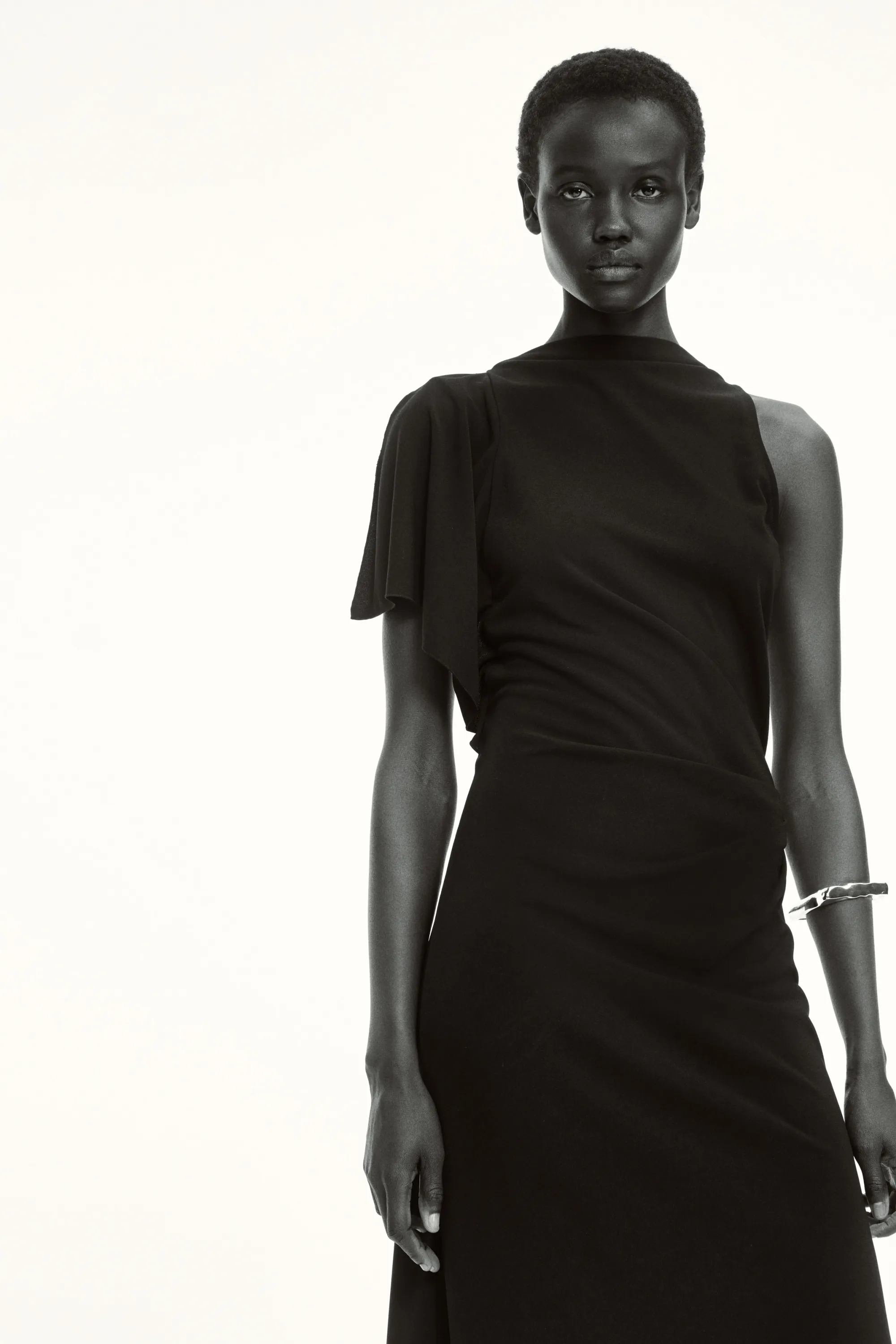 Robe asymétrique en jersey romanite - Noir