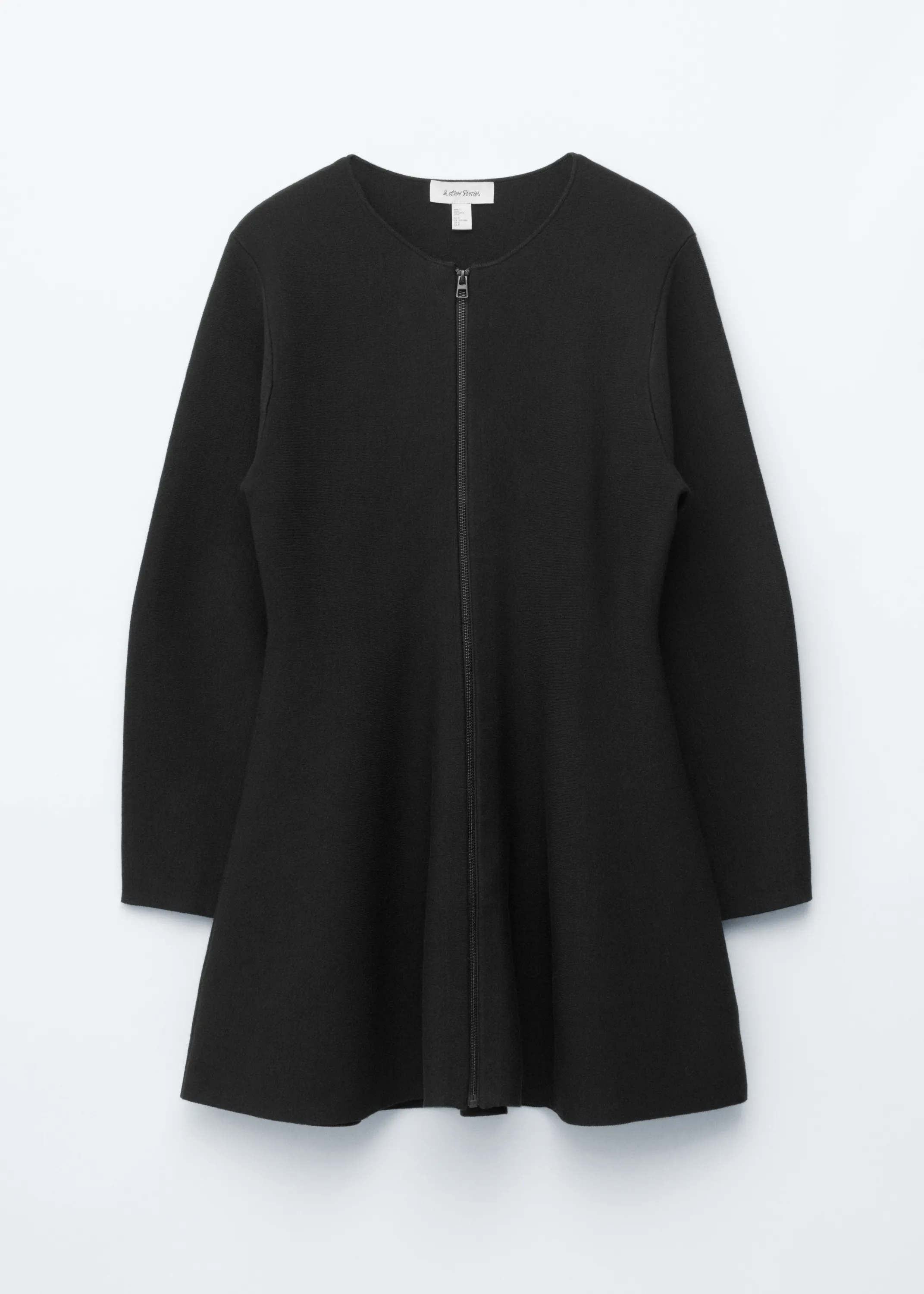 Robe courte en maille à manches sculpturales - Noir