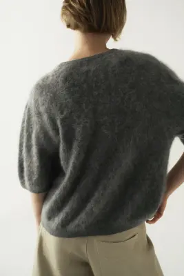 Top en cachemire brossé - Gris chiné — photo 3