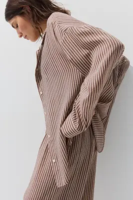 Chemise de plage - Marron/rayé — photo 2