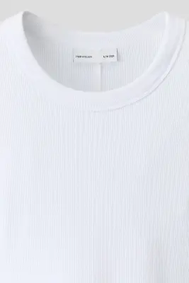 T-shirt gaufré Slim Fit en coton - Blanc — photo 4