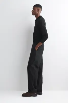PANTALON CHINO REGULAR DROIT EN COTON - NOIR — photo 2