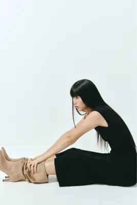 Bottes de hauteur genou - Beige — photo 3