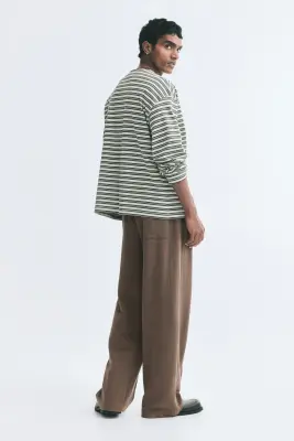 Pantalon jogger Relaxed Fit en interlock - Taupe foncé — photo 2