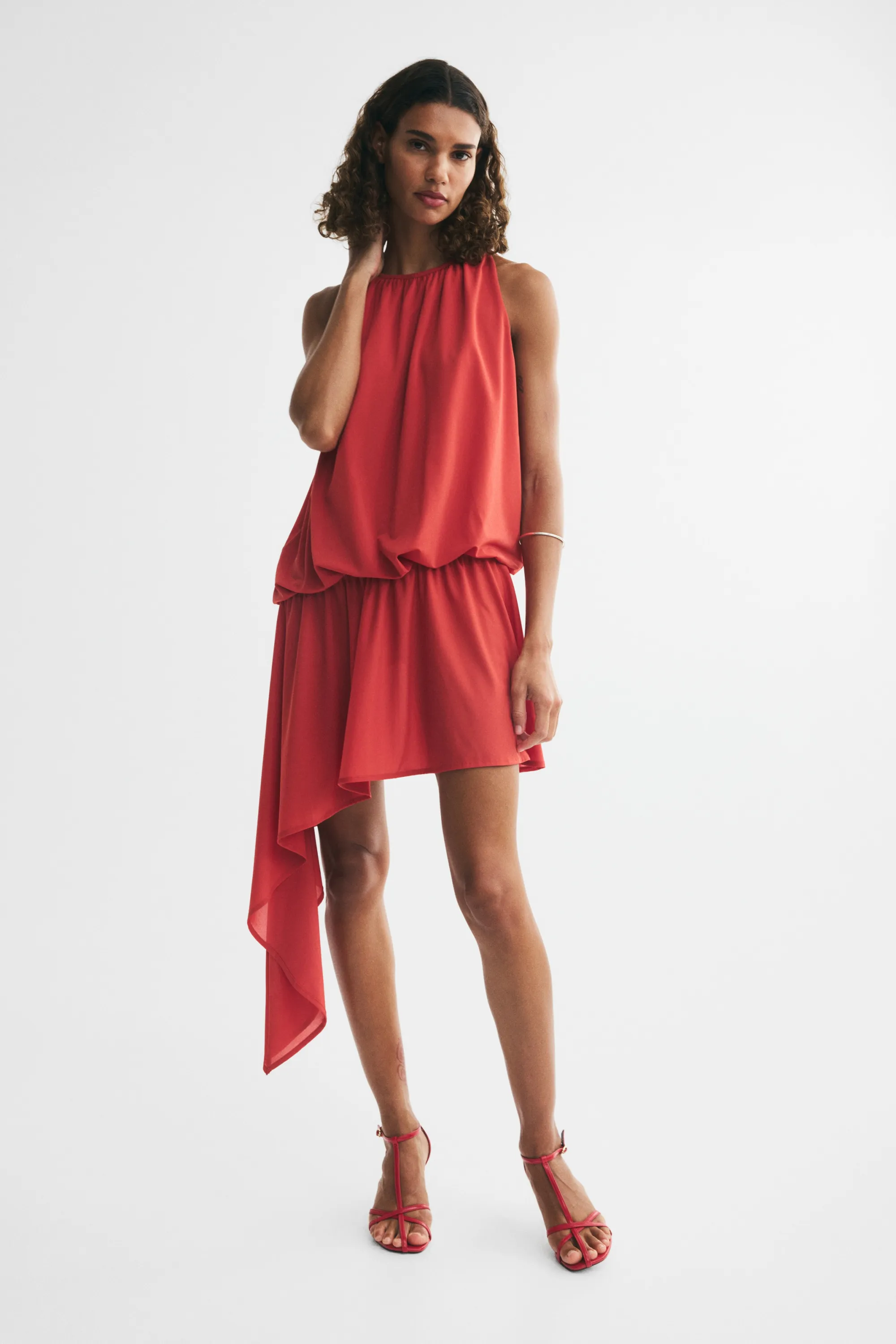 Robe asymétrique en jersey - Rouge